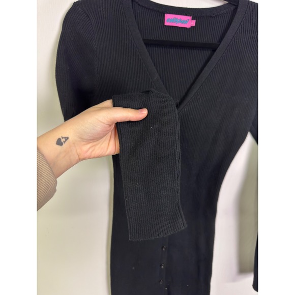 Edikted Jazlyn Long Sleeve Rib Sweater Dress Midi Length Goth Grunge Size Medium - Picture 4 of 6